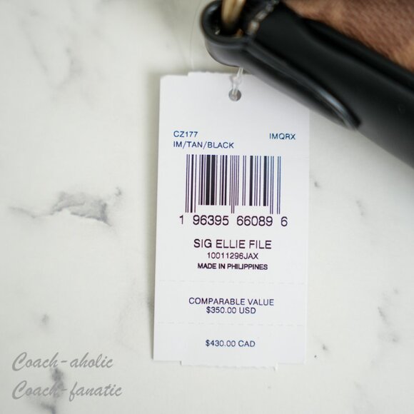 Coach CZ177 Ellie File Bag In Signature Canvas Tan/Black - Picture 5 of 13